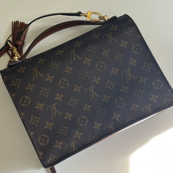 Louis Vuitton Monceau 28 Brown Monogram Crossbody Purse Gold Hardware Vintage - Picture 4 of 17